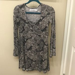 Paisley long sleeve cotton stretchy dress